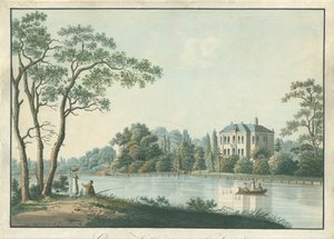 Vy över huset över Holland med tekuppel på Vecht i Nieuwersluis Over-Holland aan de Vecht (titel på objekt)