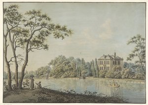 Vy över huset över Holland med tekuppel på Vecht i Nieuwersluis av Pieter Bartholomeusz. Barbiers