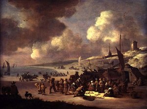 Kusten vid Scheveningen (olja på panel)