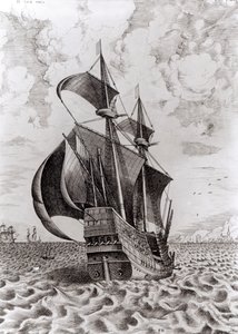 Skepp, graverad av Hieronymus Cock av Pieter Bruegel the Elder