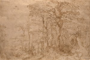 Sylvan landskap med fem björnar av Pieter Bruegel the Elder