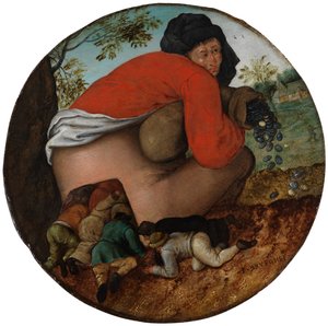 Mannen med pengapåsen och smickrarna av Pieter Brueghel the Younger