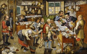 Tiondebetalningen känd som Village Lawyer, mellan 1617 och 1622 av Pieter Brueghel the Younger