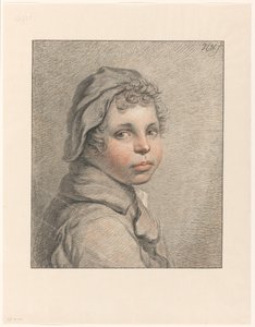 Studiehuvud för en pojke av Pieter Christoffel Wonder (signed by artist)