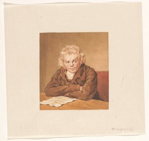 Porträtt av Lourens van Schaick, sittande och läser vid bordet