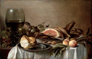 Frukost med skinka, 1647. av Pieter Claesz