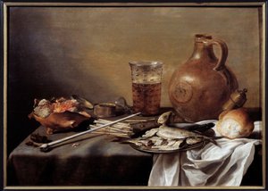 Stilleben med fisk Målning av Pieter Claesz (1597-1661) 1644 Dim. 0,59 x 0,82 m Nantes, Musee des Beaux Arts av Pieter Claesz