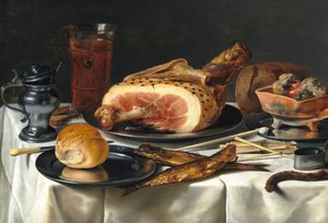 Stilleben med skinka av Pieter Claesz