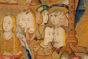 flamländsk gobeläng. Tillkännagivande. Detalj, c.1502-04 (guld, silver, siden och ull) av Pieter Coecke van Aelst