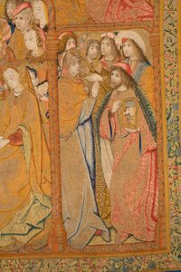 flamländsk gobeläng. Tillkännagivande. Detalj, c.1502-04 (guld, silver, siden och ull) av Pieter Coecke van Aelst