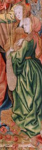flamländsk gobeläng. Serieavsnitt från Jungfruns liv; Presentation vid templet (Presentación en el Templo). Andra gobeläng i serien. Modeller tillskrivna Jan van Roome (eller van Brussel). Tillverkning Pieter van Aelst, Bryssel. Ca 1502-1504. av Pieter Coecke van Aelst