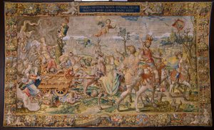flamländsk gobeläng. Serie De sju huvudsynderna: Fåfänga (stolthet). Serietecknaren Pieter Coecke van Aelst. Atelier i Bryssel. ca 1542-1544.