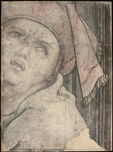 Huvudet på en man i en turban som tittar uppåt av Pieter Coecke van Aelst