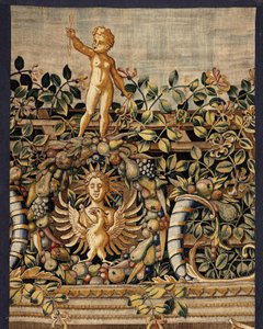 Vertumnus och Pomona: Vertumnus förvandlades till en fiskare, ca 1550 (guld, ull och siden) av Pieter Coecke van Aelst