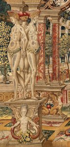 Vertumnus och Pomona: Vertumnus förvandlas till en beskärare. ca. 1550 (gobeläng) av Pieter Coecke van Aelst
