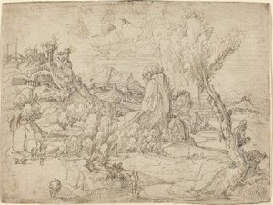 Landskap med Kristi dop av Pieter Cornelisz Kunst