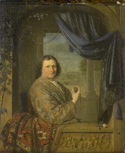 Porträtt av en man som håller en klocka, 1688 av Pieter Cornelisz Slingelandt van