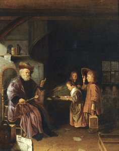 En skolmästare undervisar sina elever i ett klassrum, mitten av 1600-talet av Pieter Cornelisz. van Egmondt