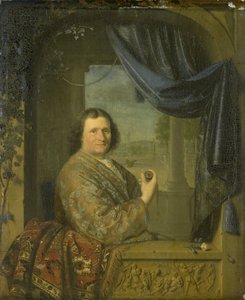 Porträtt av en man med en klocka av Pieter Cornelisz. van Slingelandt