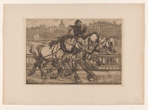 Hästar på Pont Sully i Paris L