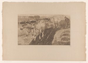 Plöjer oxar av Pieter Dupont (signed by artist)