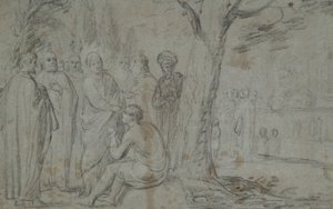 Kristus helar den blinde mannen (recto); Venus och Amor (verso) av Pieter Fransz. de Grebber