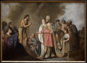 Johannes döparen predikar framför Herodes. Målning av Pieter Fransz av Grebber (1600-1652), olja på duk av Pieter Fransz. de Grebber