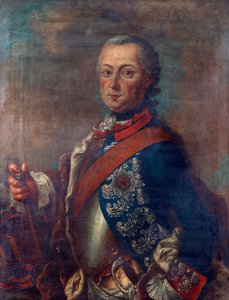Fredrik II av Preussen, känd som Fredrik den Store - Porträtt av Fredrik II av Preussen (1712-1786) av Pieter Frederik De la Croix (1709-1782), - Olja på duk, 51x39 - Privat samling av Pieter Frederik de la Croix