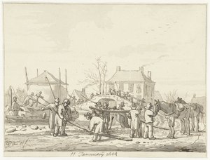 Kärnmjölksdike i Naarden, 11 januari 1814 av Pieter Gerardus van Os (signed by artist)