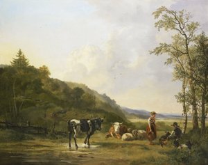 Landskap med herdar och boskap av Pieter Gerardus van Os