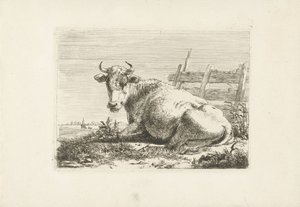 Liggande ko vid ett staket Kor (serietitel) av Pieter Gerardus van Os