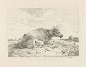Liggande ko med tistel av Pieter Gerardus van Os