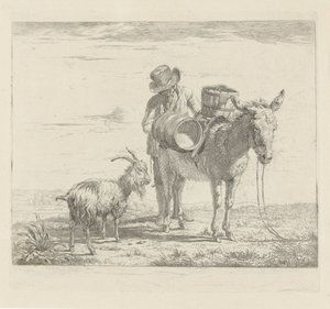 Man med en packmula och en get av Pieter Gerardus van Os