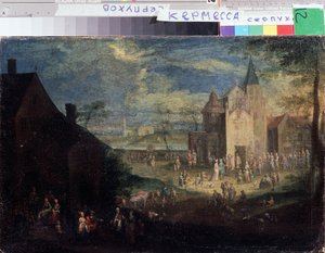 ""Kermesse på platsen för en by"" (Kermis) Stadslandskap i Flandern. Målning av Peter Gysels (1621-1690) Serpukhov, Rysslands statliga museum för historia och konst