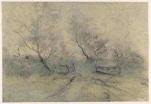 Skogskant med staket av Pieter H.J.J. Ras (signed by artist)