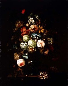 Stilleben med blommor i en glasvas av Pieter Hardime