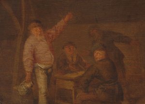 Bönder som dricker i en lada av Pieter Hermansz. Verelst