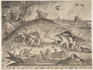 Stor fisk äter liten fisk, 1557 av Pieter Heyden van der
