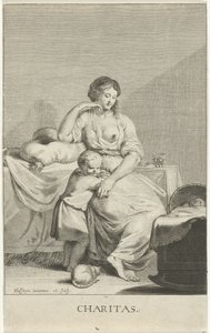 Mamma med barn Välgörenhet (titel på objekt) av Pieter Holsteyn (II)