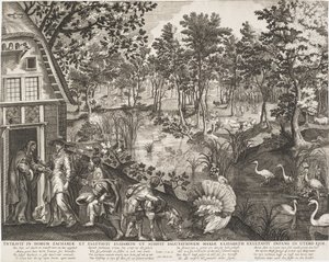 Besöket i ett skogslandskap av Pieter II de Jode