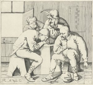 Fyra män runt ett bord av Pieter Jansz Quast (possibly)