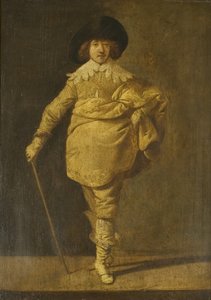 A Standing Cavalier, c.1630 (olja på panel) av Pieter Jansz. Quast