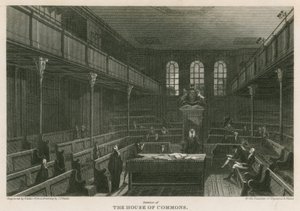 Interiör i underhuset, Westminster, London av Pieter Jansz. Quast