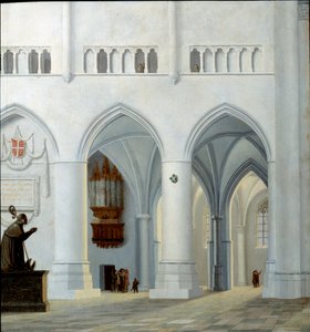 Interiör av kyrkan Saint Bavon i Haarlem Målning av Pieter Jansz Saenredam (1597-1665) (ec.holl.) 1630