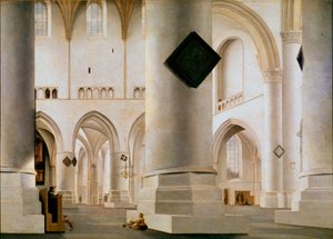 Interiör av den stora kyrkan i Haarlem Målning av Pieter Saenredam (1597-1665) (ec.holl.) 1636-1637 Sön. 59x81 cm London, nationalgalleriet