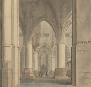 Kören och norra ambulatoriet i Sankt Bavos kyrka i Haarlem av Pieter Jansz. Saenredam