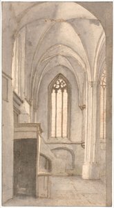 Utsikt över interiören av kyrkan St. Cunera i Rhenen (prov. Utrecht) av Pieter Jansz Saenredam