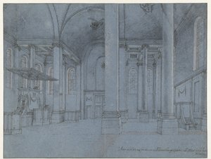 Utsikt över det inre av Nieuwe Kerk, Haarlem, sett från den östra änden av norra gången och tittar västerut av Pieter Jansz Saenredam