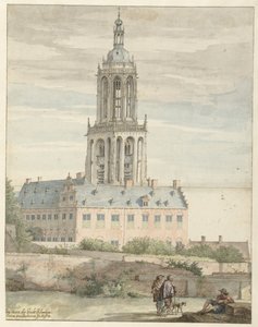 Utsikt över slottet Frederik V, kurfursten Palatine och Sint-Cunerakerk, Rhenen