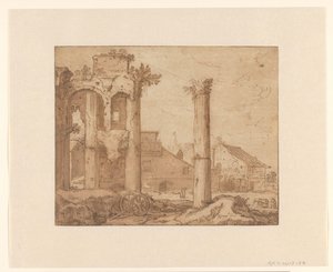 Forum av Nerva i Rom, sett från Minervas tempel av Pieter Lastman